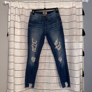 Distressed high waisted skinny jeans